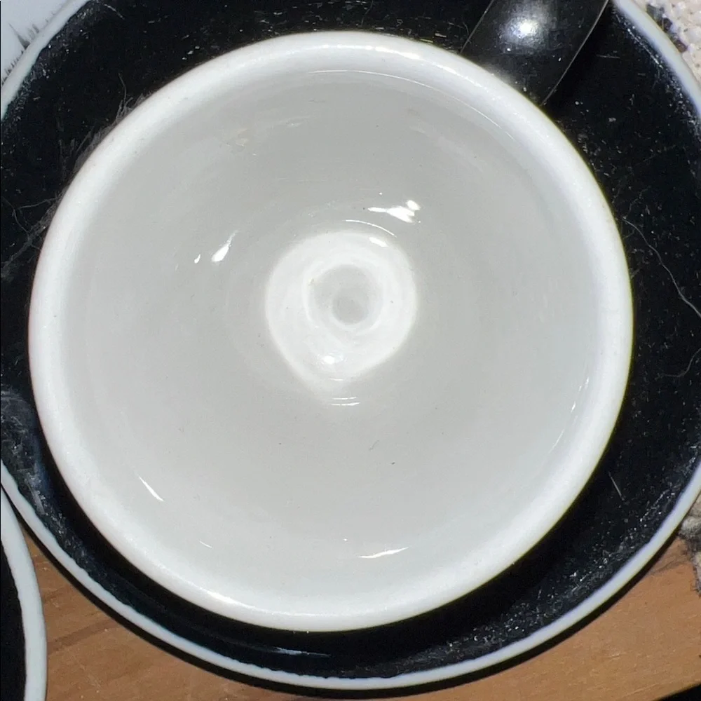 Florio Black Espresso Cups and Saucers Set of 2